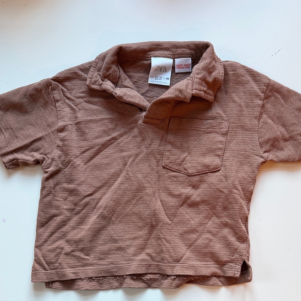 Zara Kids Polo Shirt in Warm Brown